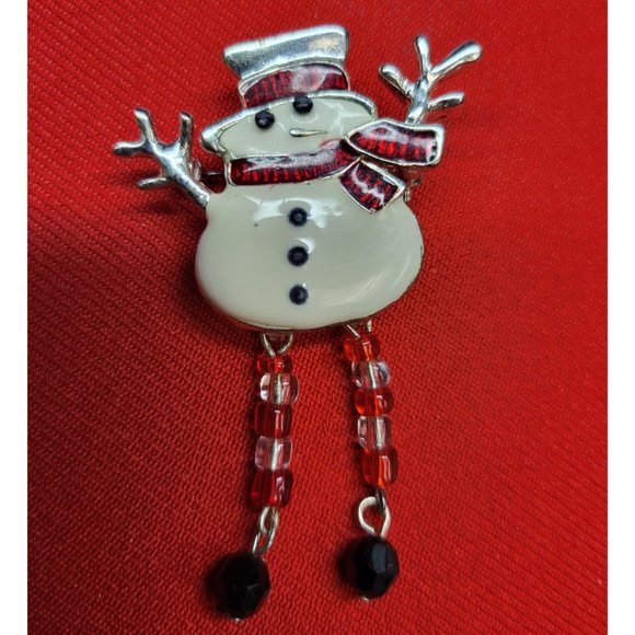 Christmas Pins/ Brooch Set of 2 Christmas Snowman & Candy Cane Wreath Pins - Picture 5 of 9